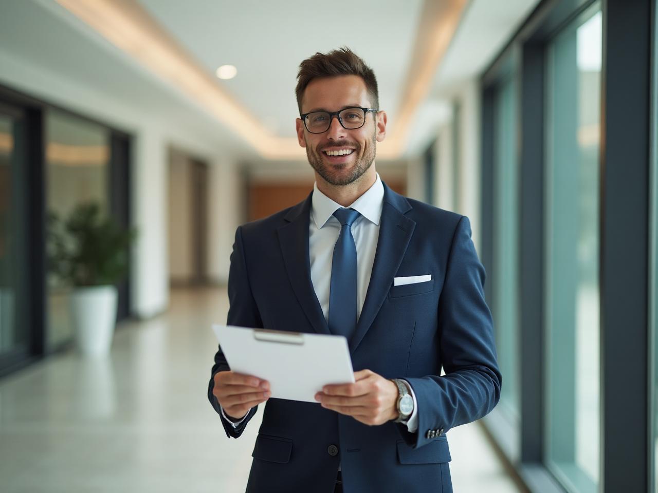 Professional property manager in modern building